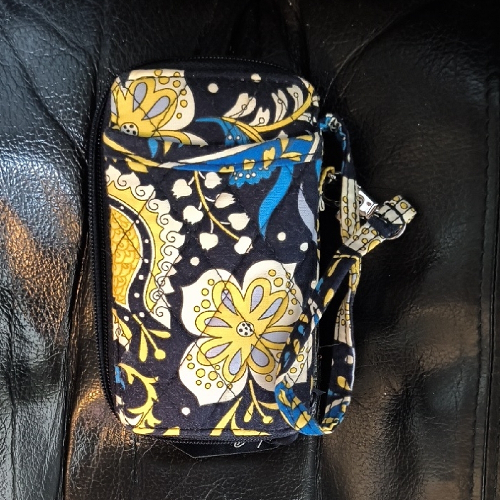 Vera Bradley Navy, Yellow & Blue Floral Wristlet